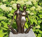 FAMILIE MET 2 KINDEREN / bronzen beeld