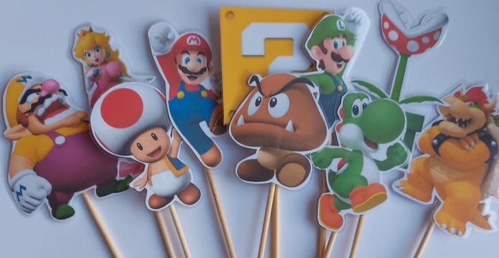 Super Mario traktatie prikker, Hobby en Vrije tijd, Feestartikelen, Nieuw, Versiering, Verjaardag, Ophalen of Verzenden