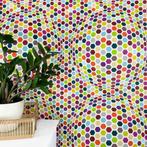 3D behang retro kleurrijk 7903-16, Huis en Inrichting, Stoffering | Behang, Ophalen of Verzenden, Minder dan 10 m², Geel, Retro