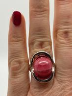 A915 Prachtige zilveren ring roze steen (verstelbaar), Ophalen of Verzenden, Zilver, Ring, Met edelsteen