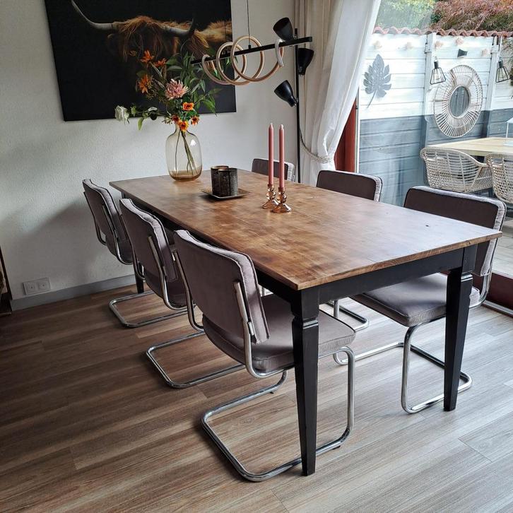 Eettafel, Huis en Inrichting, Tafels | Eettafels, Gebruikt, 50 tot 100 cm, 200 cm of meer, Rechthoekig, Overige houtsoorten, Ophalen