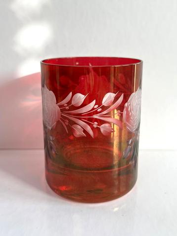 Antiek rood geslepen kristallen glas ca. 1910-1925 beschikbaar voor biedingen