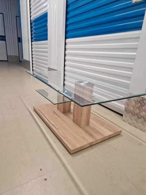 Glazen salontafel, Huis en Inrichting, Tafels | Salontafels, Zo goed als nieuw, Minder dan 50 cm, 50 tot 100 cm, 100 tot 150 cm