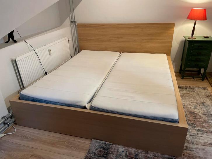 Ikea Malm tweepersoonsbed 180x200 met 2 lades (compleet!), Huis en Inrichting, Slaapkamer | Bedden, Zo goed als nieuw, Tweepersoons