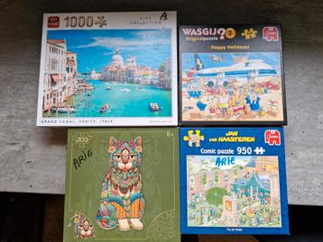 4 Puzzels Wasgij, Jan van Haasteren, King en Kat  beschikbaar voor biedingen