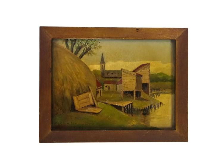 Olieverf op board - Piet Brouwer (1865-1967), Antiek en Kunst, Kunst | Schilderijen | Klassiek, Ophalen of Verzenden