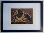 Picasso Bull Charging a Capa Linocut Genummerd, Antiek en Kunst, Ophalen of Verzenden