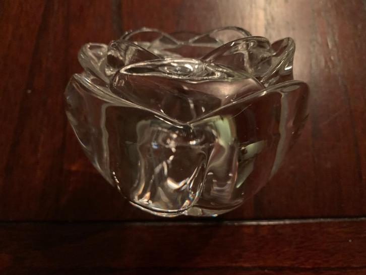 Waxinelichthouder Kristal Roos KERST!!, Antiek en Kunst, Antiek | Glas en Kristal, Ophalen of Verzenden
