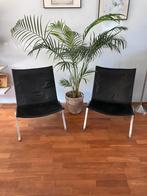 Topdesign: 2x PK22 Stoelen – Zwart Leer & RVS, Huis en Inrichting, Ophalen, Zo goed als nieuw, Leer