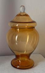 Amberkleurige glazen pot met deksel, Antiek en Kunst, Ophalen of Verzenden