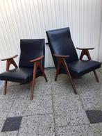 Set vintage Webe teeffelen heren dames stoel fauteuil teak, Huis en Inrichting, Fauteuils, Minder dan 75 cm, Gebruikt, Ophalen of Verzenden