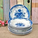 Dinerborden en diepe borden Kahla blauw wit bloemen borden, Huis en Inrichting, Gebruikt, Ophalen of Verzenden, Bord(en), Overige stijlen