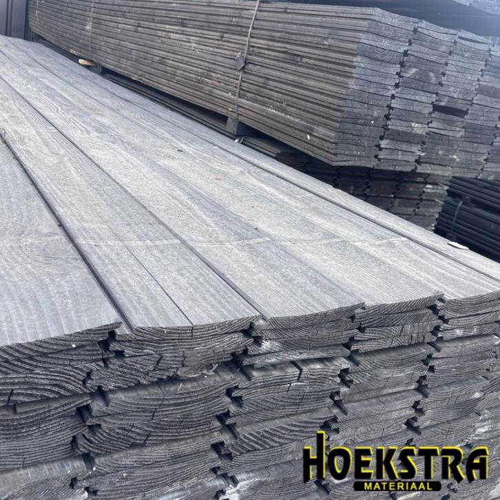 ⚫ Vuren halfhouts rabat zwart 18x170 | €19,50 p/m2! ⚫, Doe-het-zelf en Verbouw, Hout en Planken, Nieuw, Plank, Vuren, 300 cm of meer