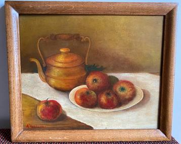 Stilleven met appels en koperen ketel, A. Verhaert beschikbaar voor biedingen