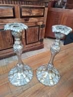 2 antieke victoriaanse kandelaars verzilverd, Antiek en Kunst, Ophalen of Verzenden, Zilver