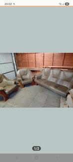 Bankstel, Huis en Inrichting, Ophalen, Gebruikt, 75 tot 100 cm, Leer