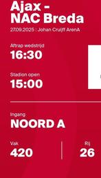 AJAX - NAC, Tickets en Kaartjes, Twee personen, April
