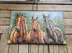 Wandschilderij 3d paarden metaal, Ophalen, Zo goed als nieuw, Overige typen, 75 cm of meer