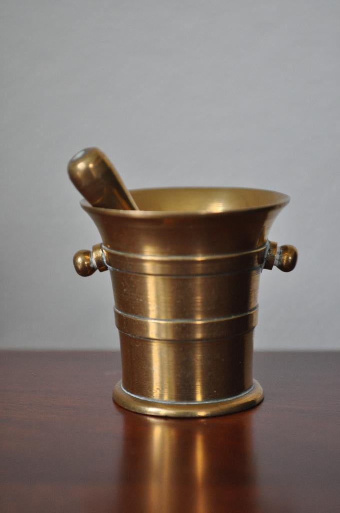 Vintage KLEINE ZWARE MINIATUUR Vijzel Koper 3,5 cm !!, Ophalen of Verzenden