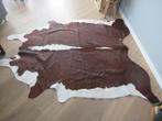 Mooi bruin witte lederen koeienhuid vloerkleed huid koe leer, 150 tot 200 cm, 200 cm of meer, Ophalen of Verzenden, Zo goed als nieuw