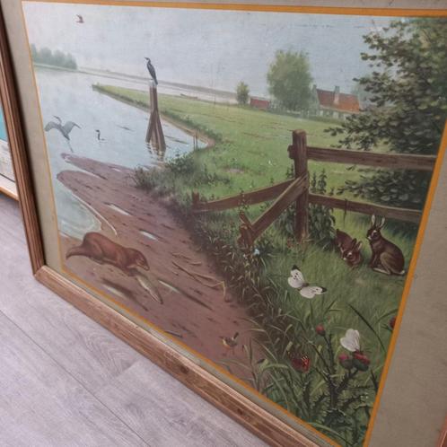 Aan de Rivier is de titel van deze mooie schoolplaat! Met., Antiek en Kunst, Antiek | Schoolplaten, Ophalen
