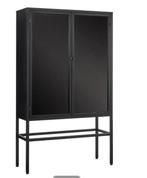 Vitrine kast zwart metaal met glazen deuren, Huis en Inrichting, Kasten | Vitrinekasten, Ophalen, 50 tot 100 cm, Metaal, 150 tot 200 cm