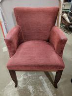 Fauteuil senioren stoel bordeaux rood stof, Ophalen, Gebruikt, 75 tot 100 cm, Stof