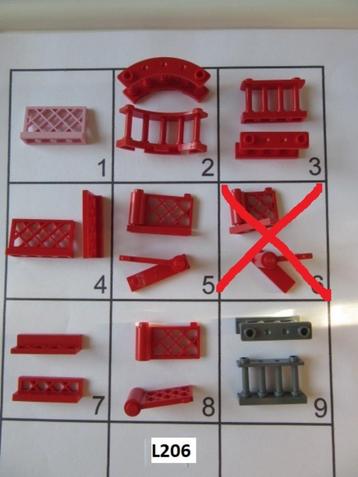 L206 LEGO ROOD ROZE EN DONKER GRIJZE HEKKEN SIERHEK beschikbaar voor biedingen