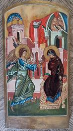 Handgeschilderde Oost-Europese ikoon, de Annunciatie, Antiek en Kunst, Antiek | Religie, Ophalen of Verzenden