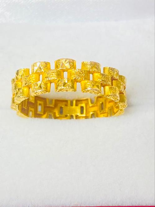Gouden ring - rolex model met diamant cut - 14 karaat, Sieraden, Tassen en Uiterlijk, Ringen, Zo goed als nieuw, 19 tot 20, Goud