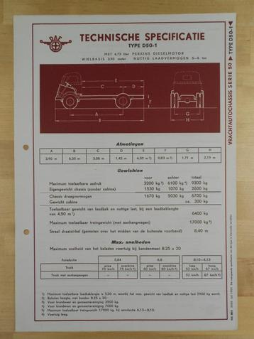 DAF D50 - 1 Technische Specificatie folder 1953 Kikker D 50 beschikbaar voor biedingen