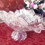 Brocante kristallen schaal / fruitschaal antiek bloemen, Antiek en Kunst, Antiek | Glas en Kristal, Ophalen of Verzenden