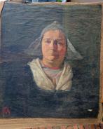 Ariën v. Oostveen (1911-1978) Portret Hollandse boerin. doek, Antiek en Kunst, Verzenden