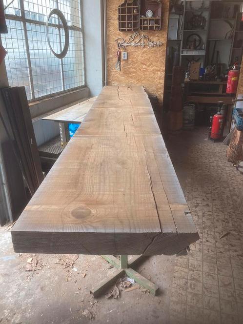 Boomstam planken 9cm dik en 420cm lang., Doe-het-zelf en Verbouw, Hout en Planken, Gebruikt, Plank, Eiken, Minder dan 200 cm, Ophalen of Verzenden