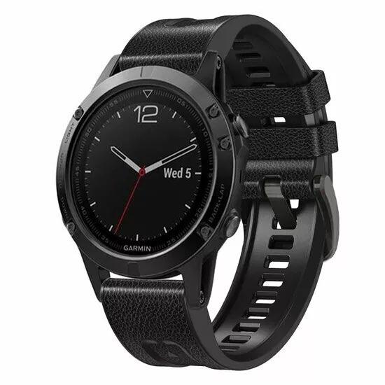 Garmin Forerunner Leer + siliconen Horlogebandje - Zwart, GARMIN, Zwart, Nieuw, Ophalen of Verzenden