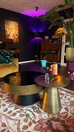 Salontafels goud en zwart, Huis en Inrichting, Tafels | Salontafels, Ophalen, 50 tot 100 cm, Rond, 50 tot 100 cm