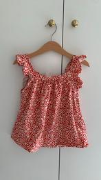 Zara. Topje meisje. Rood en wit bloemetjes. Ruffels. Mt 122, Overige typen, Meisje, Ophalen of Verzenden, Zo goed als nieuw