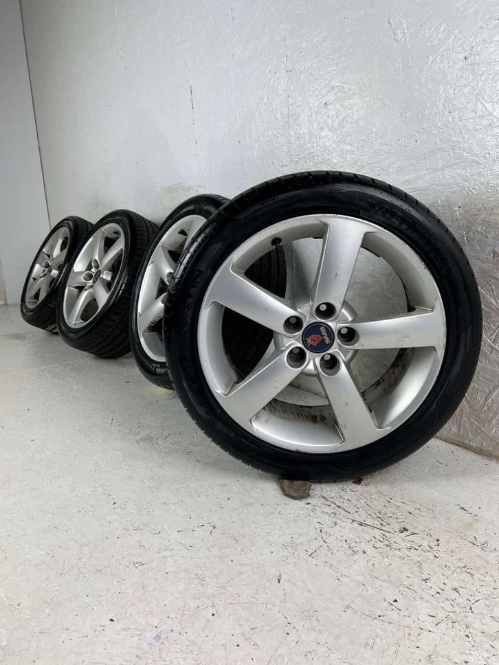 Originele Saab 9-3 9-5 velgen 17" 5x110 zomerset 8mm, Auto-onderdelen, Banden en Velgen, Banden en Velgen, Zomerbanden, 17 inch