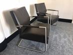 De Bommel donkerbruin leren stoel fauteuil 2 stuks, Huis en Inrichting, Stoelen, Ophalen, De Bommel fauteuil, Twee, Bruin