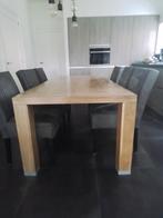 Robuuste massief mat eiken eettafel 2.20m x1.00m, Huis en Inrichting, Tafels | Eettafels, Ophalen, Gebruikt, 100 tot 150 cm, 200 cm of meer