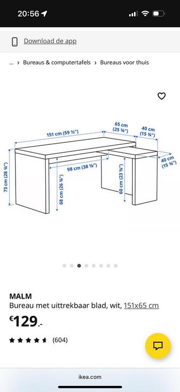 IKEA bureau MALM - swipe voor volledig bureau foto - afbeelding 6