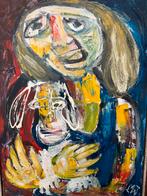 Simpele ziel met hond,Martin van Wordragen,olieverf,7090 cm, Ophalen of Verzenden