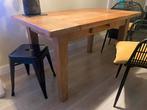 Massief Frans eiken eettafel met lade, Ophalen, Gebruikt, 100 tot 150 cm, Eikenhout