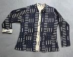 Zwart met crème Blockprint jasje uit India, mt L, Ophalen of Verzenden, Zo goed als nieuw, Maat 38/40 (M), Zwart