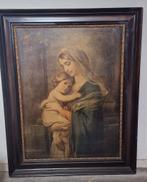Oude prent Maria met kind in lijst, Ophalen of Verzenden