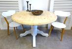Prachtige witte landelijke ronde uitschuifbare eettafel, Huis en Inrichting, Ophalen, Rond, 50 tot 100 cm, Zo goed als nieuw