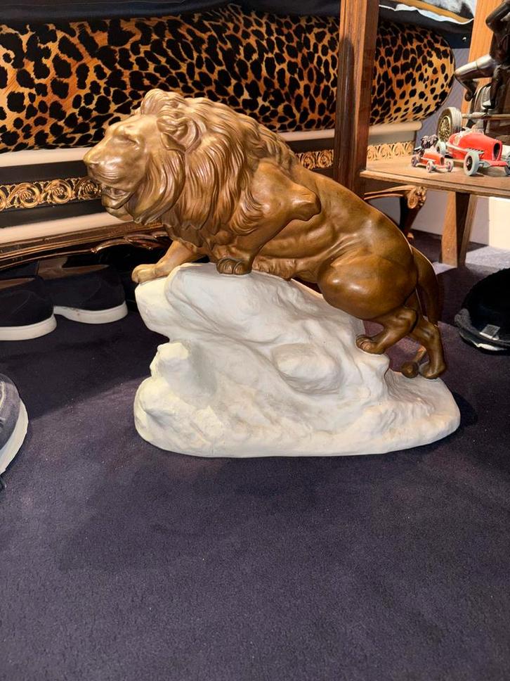 Leeuw Sculptuur- Prachtig Stuk, Antiek en Kunst, Kunst | Beelden en Houtsnijwerken, Ophalen of Verzenden