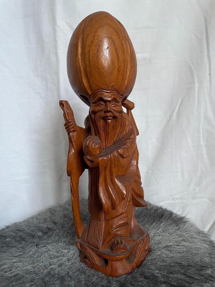 Houten Shou Xing beeld – Chinese god van lang leven, Antiek en Kunst, Kunst | Beelden en Houtsnijwerken, Ophalen