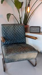 industriële leren stoel (jeansblauw), Huis en Inrichting, Ophalen, Zo goed als nieuw, 50 tot 75 cm, Leer