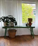 Groene houten Raw Materials tafel 40x165x76cm (nieuw €370), Ophalen, Zo goed als nieuw, Metaal, 25 tot 50 cm